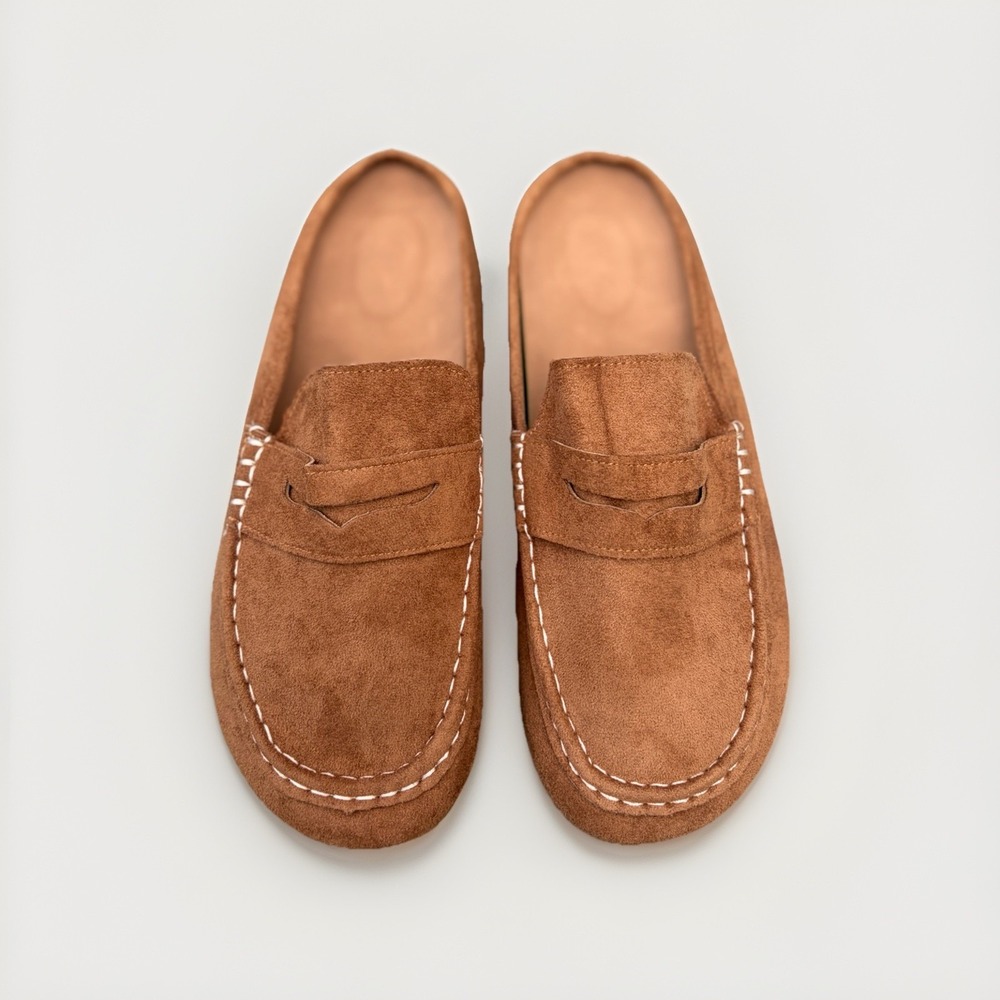 New Women's Size 43 US11 Slip On Faux Suede Loafer Slides Boho Retro Comfy Soft